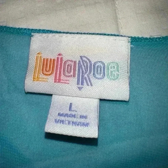 Lularoe Large Monroe kimono - turquoise blue & yellow fringe. NWT.‎ Boho! - Picture 3 of 5